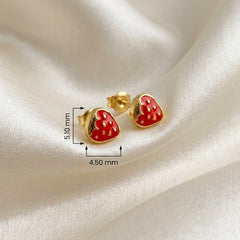 Golden Cute Strawberry 925 Sterling Silver Kids Earrings
