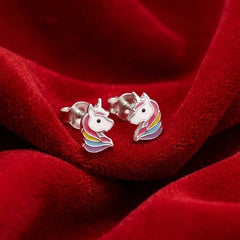 Enamel Unicorn Stud Earrings for Kids