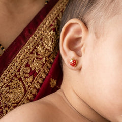 Golden Cute Strawberry 925 Sterling Silver Kids Earrings