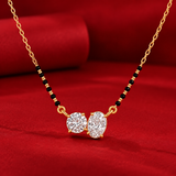 Dual Solitaire Round & Oval Diamond Mangalsutra Pendant