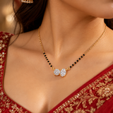 Dual Solitaire Round & Oval Diamond Mangalsutra Pendant