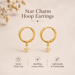 Elegant Golden Star Charm Huggie Earrings