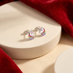 Enamel Unicorn Stud Earrings for Kids