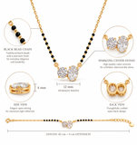 Dual Solitaire Round & Oval Diamond Mangalsutra Pendant