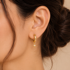 Elegant Golden Star Charm Huggie Earrings