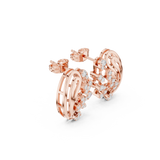 Rose Gold Paisley Filigree Diamond Half-Hoop Stud Earrings
