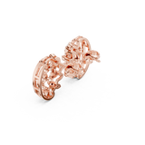 Rose Gold Paisley Filigree Diamond Half-Hoop Stud Earrings