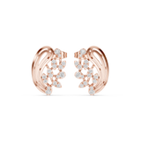 Rose Gold Paisley Filigree Diamond Half-Hoop Stud Earrings