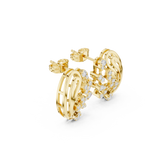 Rose Gold Paisley Filigree Diamond Half-Hoop Stud Earrings
