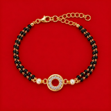 Circular Solitaire Diamond Halo Mangalsutra Bracelet