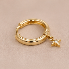 Elegant Golden Star Charm Huggie Earrings