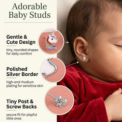 Enamel Unicorn Stud Earrings for Kids