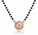 Silver Round Solitaire Diamond Halo Mangalsutra Pendant