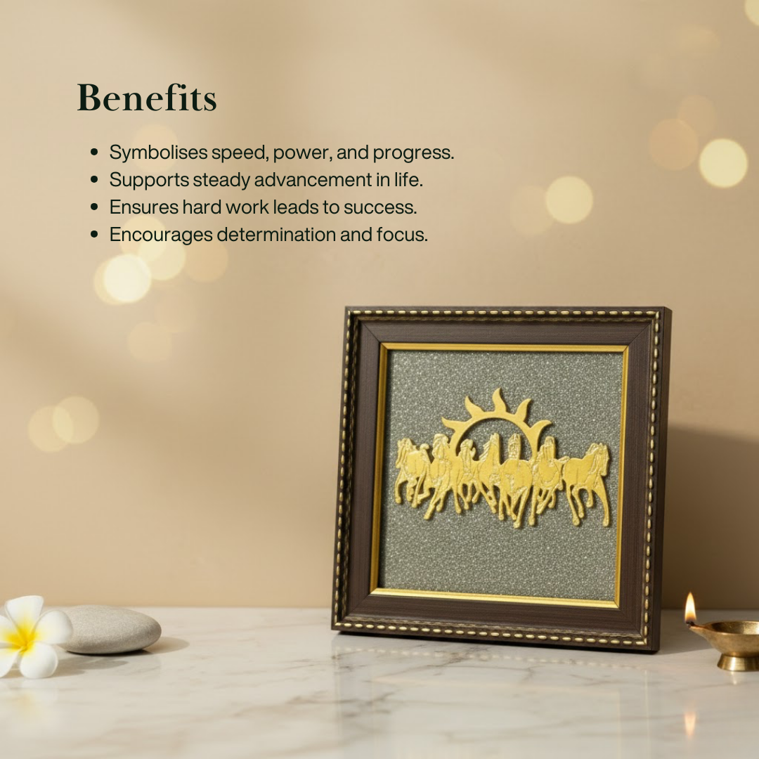 7 Horses on Raw Pyrite Frame
