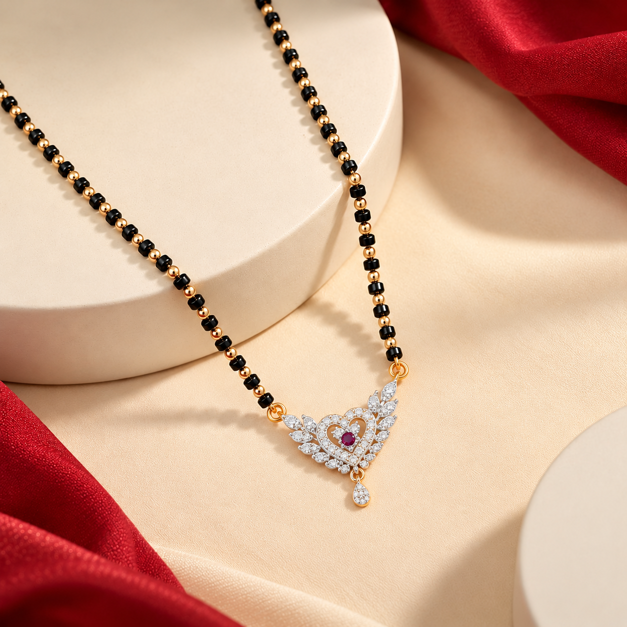 Meher Leaf & Floral Mangalsutra Pendant for Women