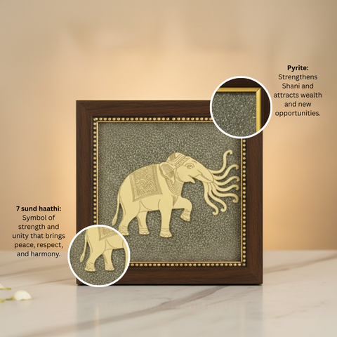 Mythical Elephant On Raw Pyrite Frame