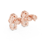 Rose Gold Crown Crest Trio Diamond Stud Earrings