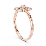 Rose Gold Four-Leaf Clover Floral Diamond Cluster Ring
