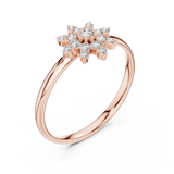 Rose Gold Snowflake Starburst Diamond Cluster Ring