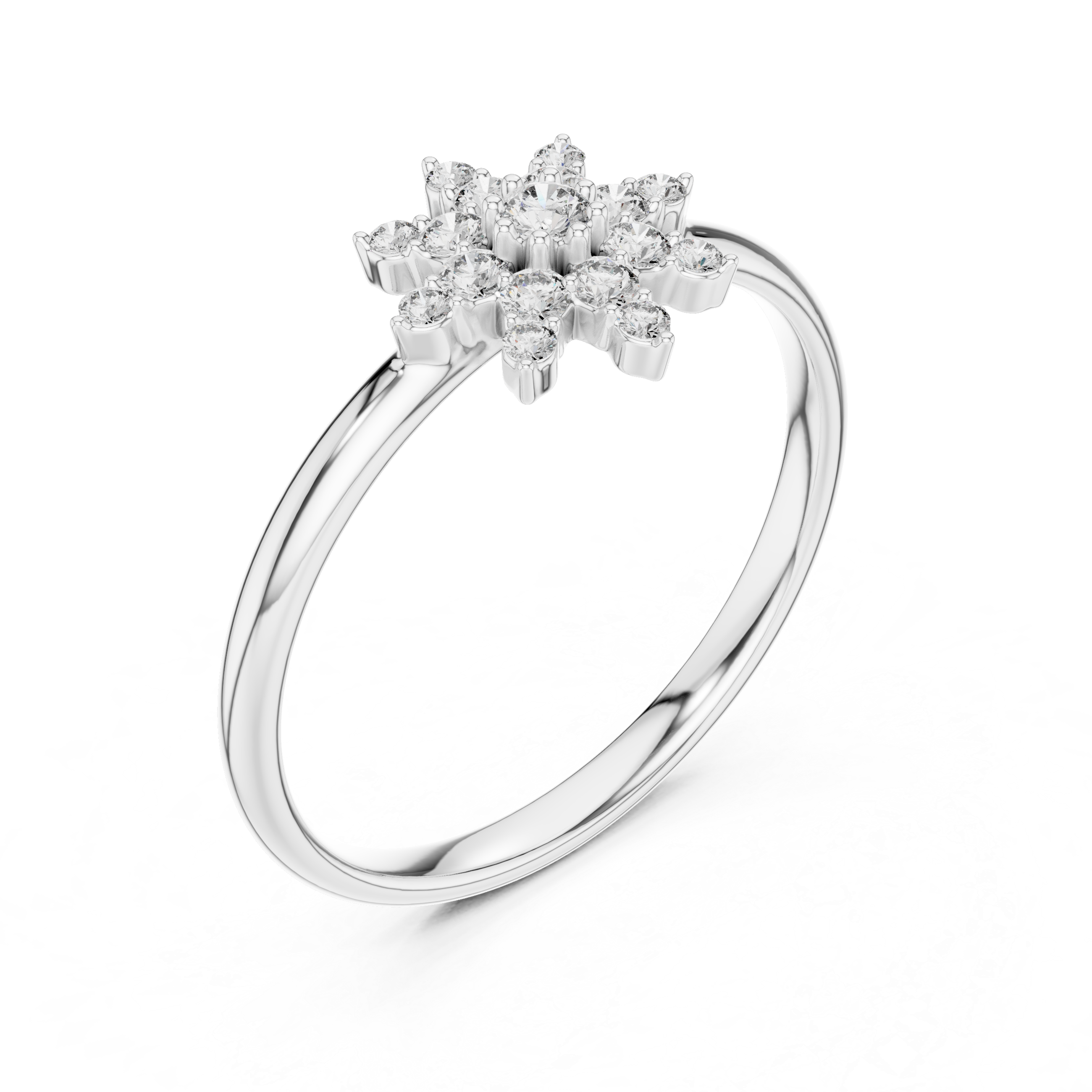 Rose Gold Snowflake Starburst Diamond Cluster Ring