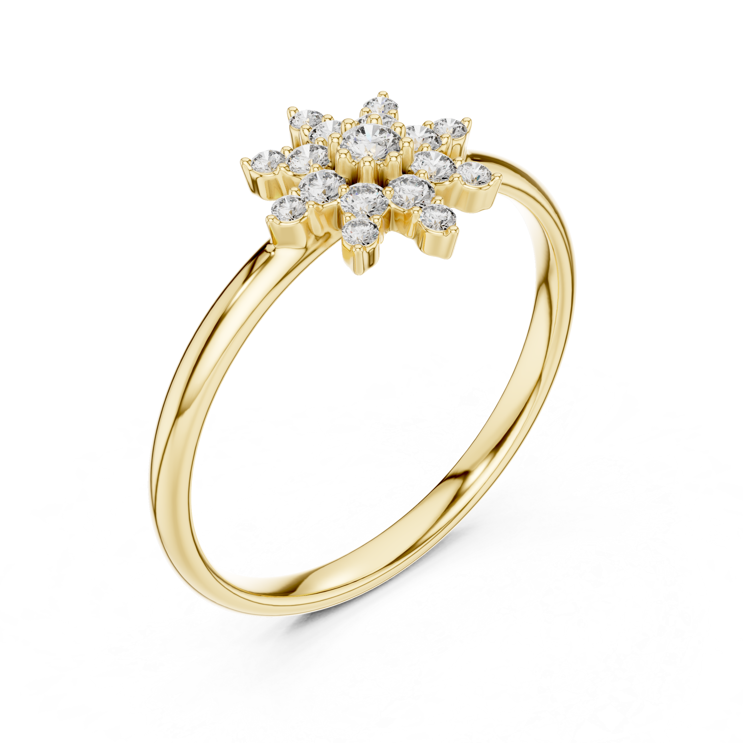 Rose Gold Snowflake Starburst Diamond Cluster Ring