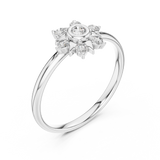 Rose Gold Sunburst Bezel Floral Diamond Cluster Ring