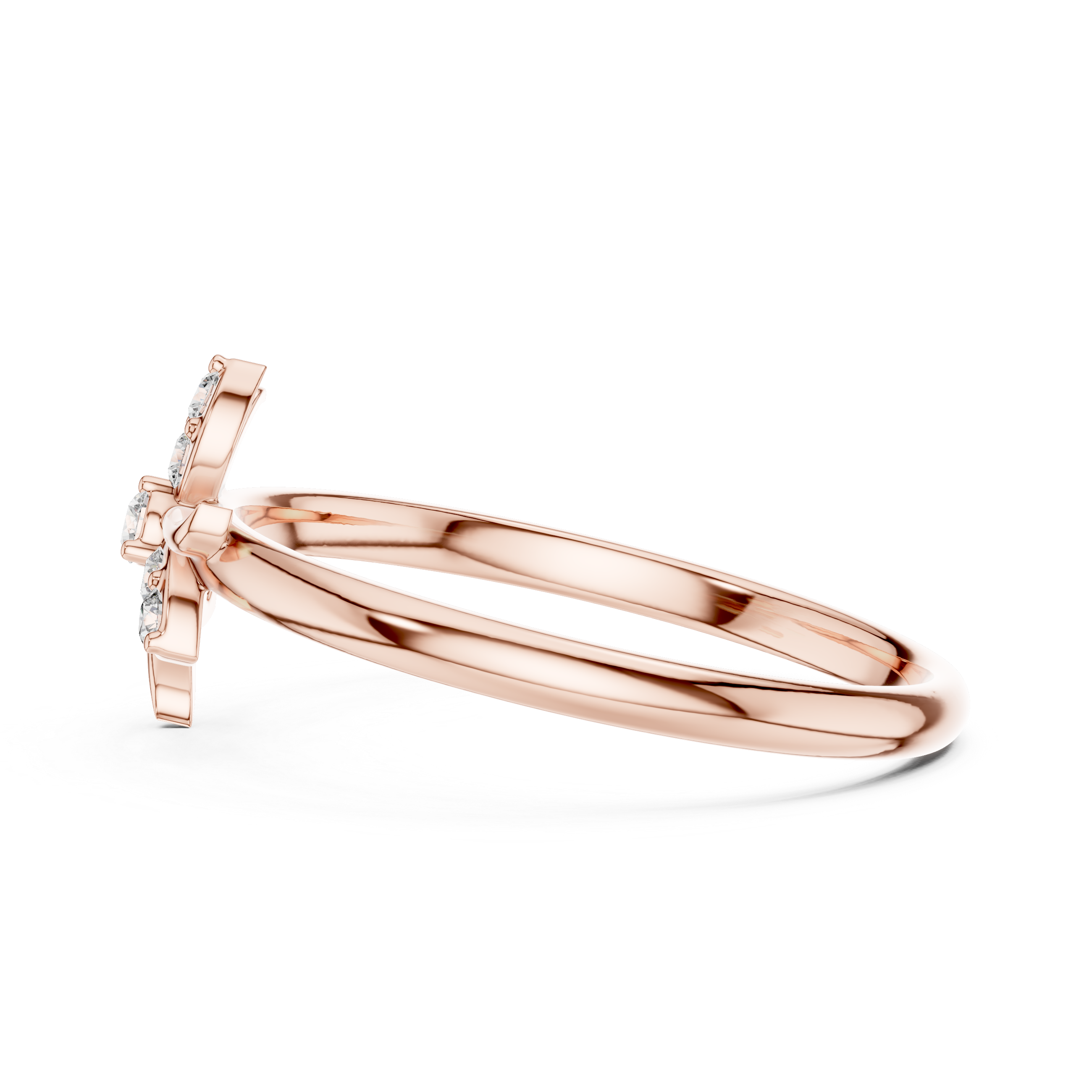 Rose Gold Dragonfly Diamond Cluster Statement Ring