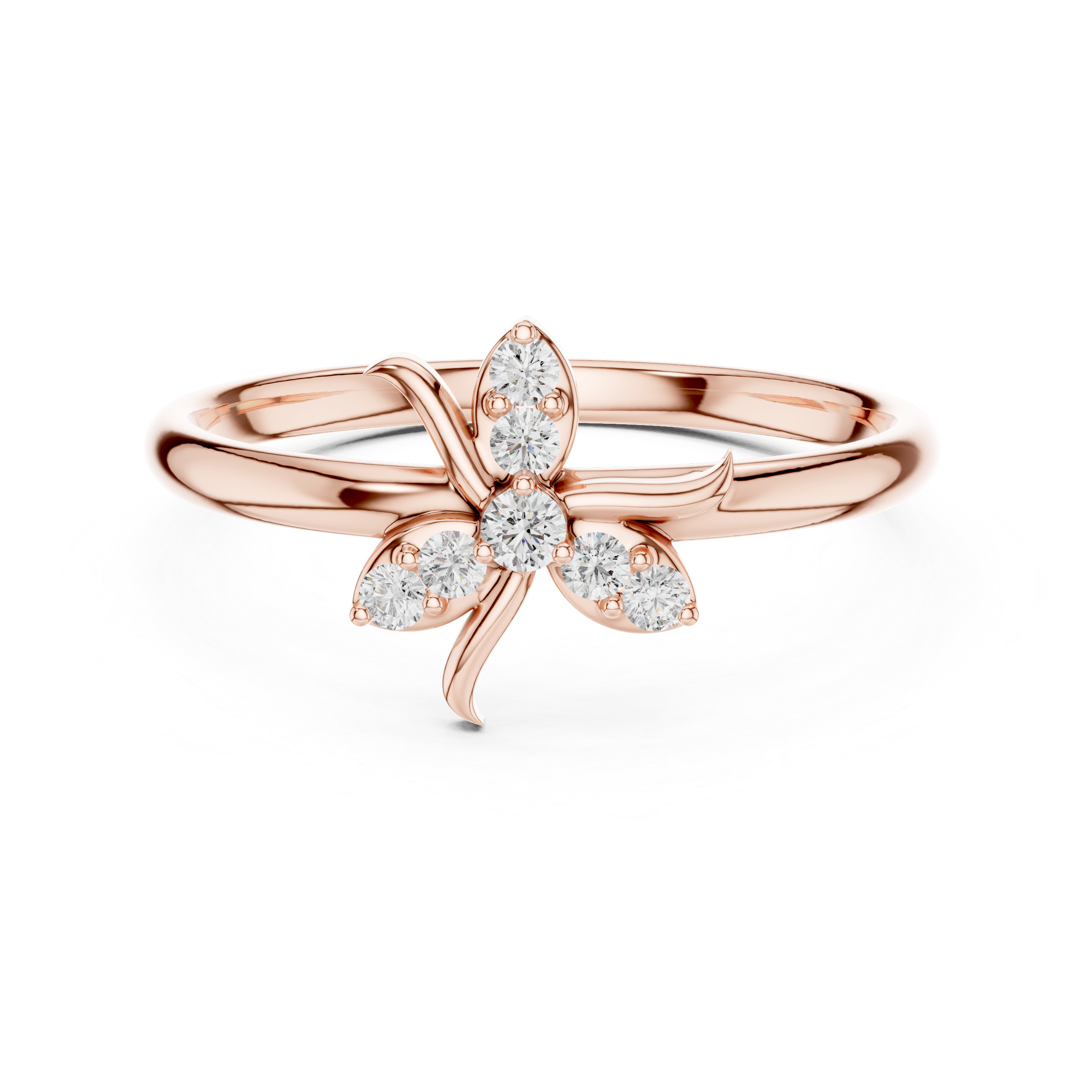 Rose Gold Dragonfly Diamond Cluster Statement Ring