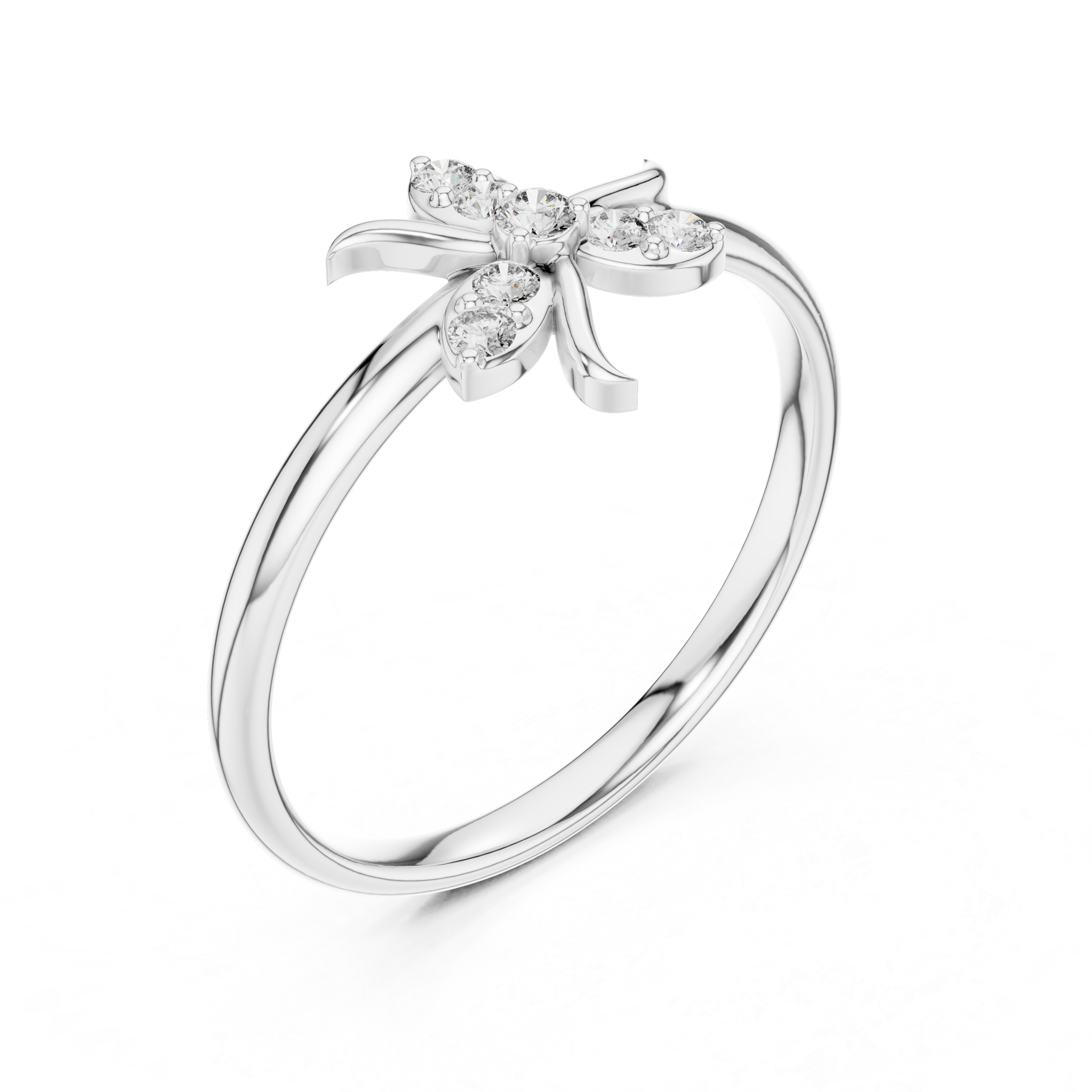 Rose Gold Dragonfly Diamond Cluster Statement Ring