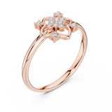 Rose Gold Filigree Floral Cross Diamond Cluster Ring