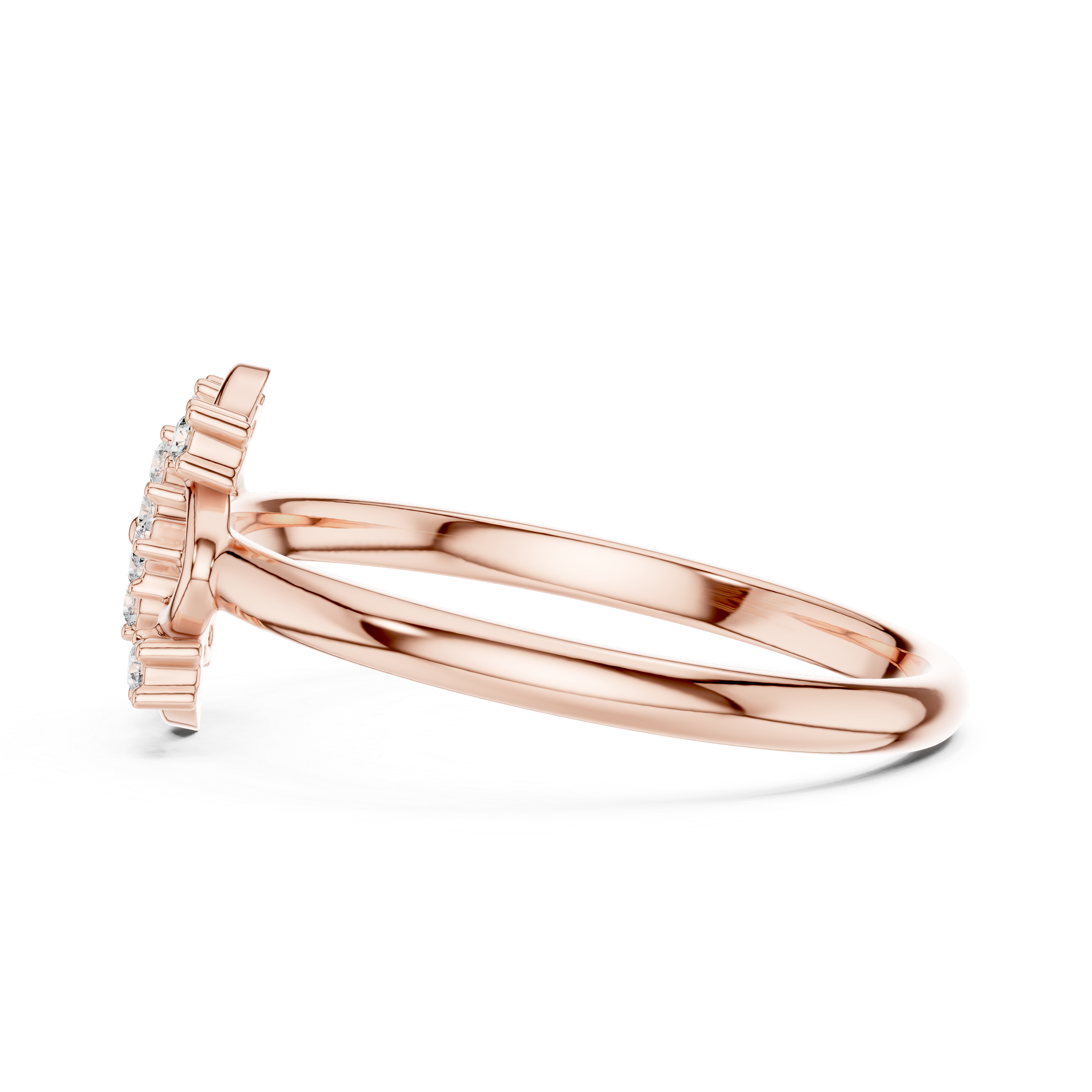 Rose Gold Filigree Floral Cross Diamond Cluster Ring