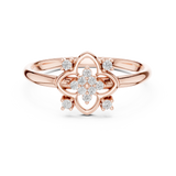 Rose Gold Filigree Floral Cross Diamond Cluster Ring