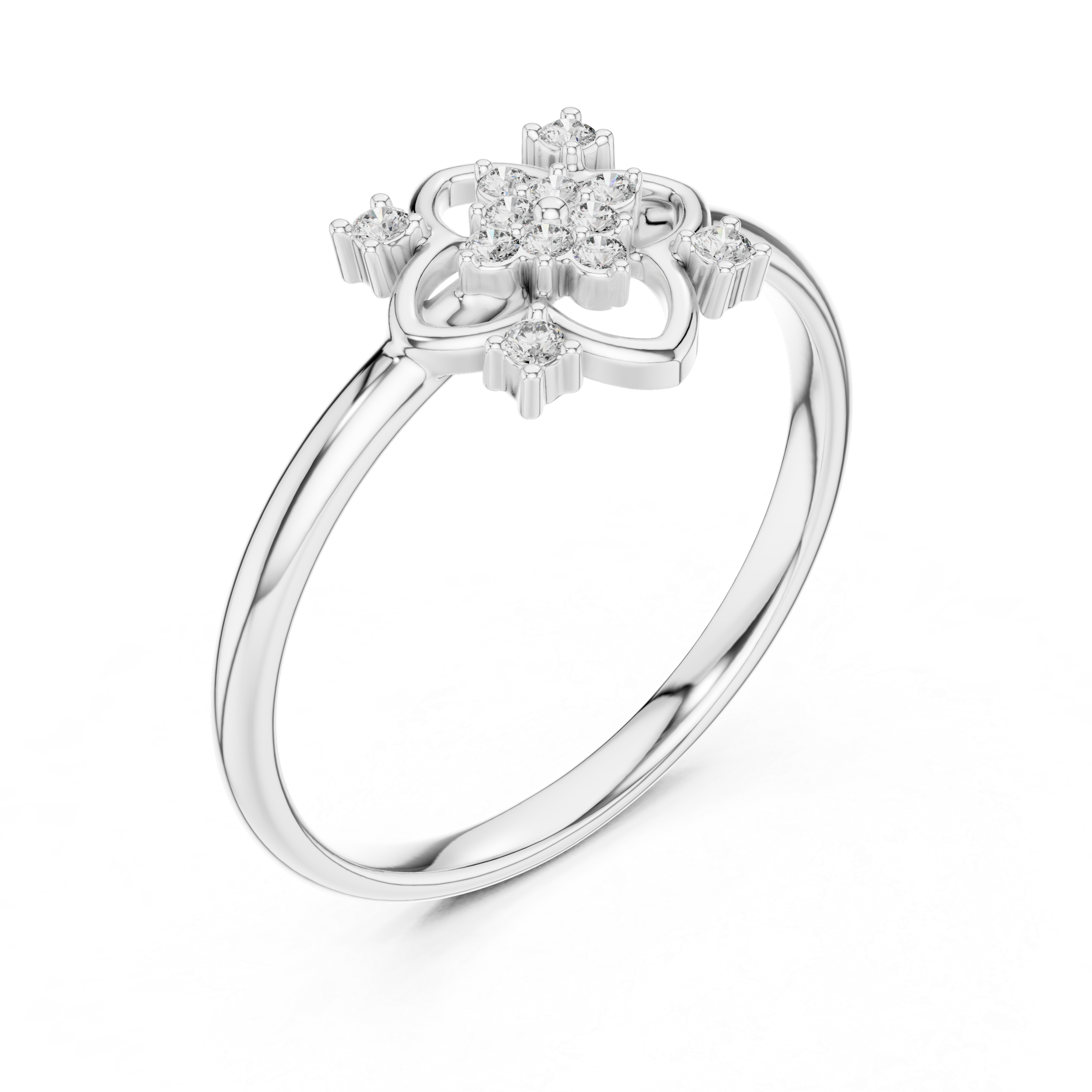 Rose Gold Filigree Floral Cross Diamond Cluster Ring