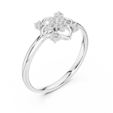 Rose Gold Filigree Floral Cross Diamond Cluster Ring