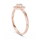 Rose Gold Geometric Hexagon Octagon Halo Princess-Cut Diamond Ring