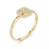 Rose Gold Geometric Hexagon Octagon Halo Princess-Cut Diamond Ring