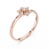 Rose Gold Blooming Floral Petal Diamond Cluster Ring