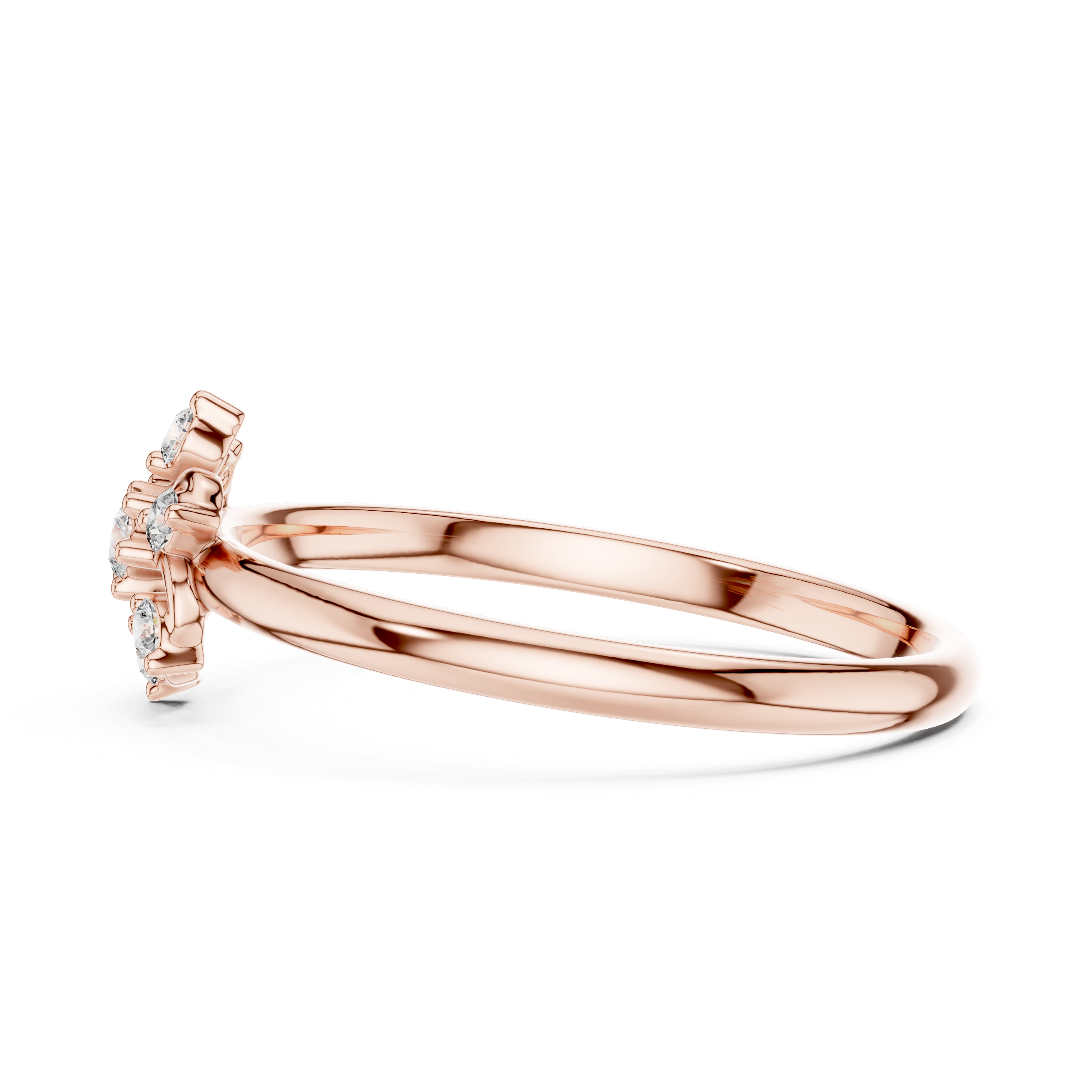 Rose Gold Blooming Floral Petal Diamond Cluster Ring