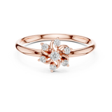 Rose Gold Blooming Floral Petal Diamond Cluster Ring
