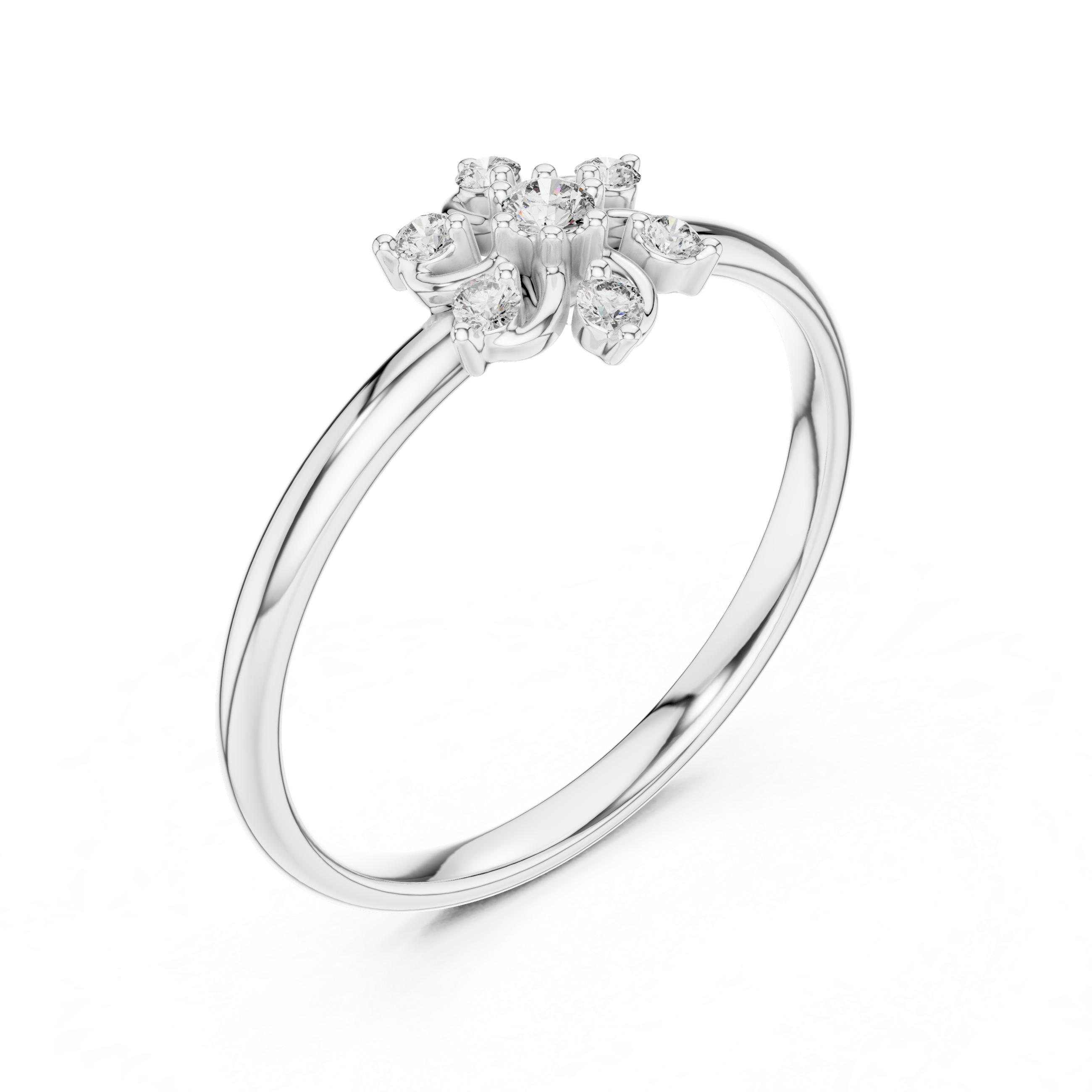 Rose Gold Blooming Floral Petal Diamond Cluster Ring