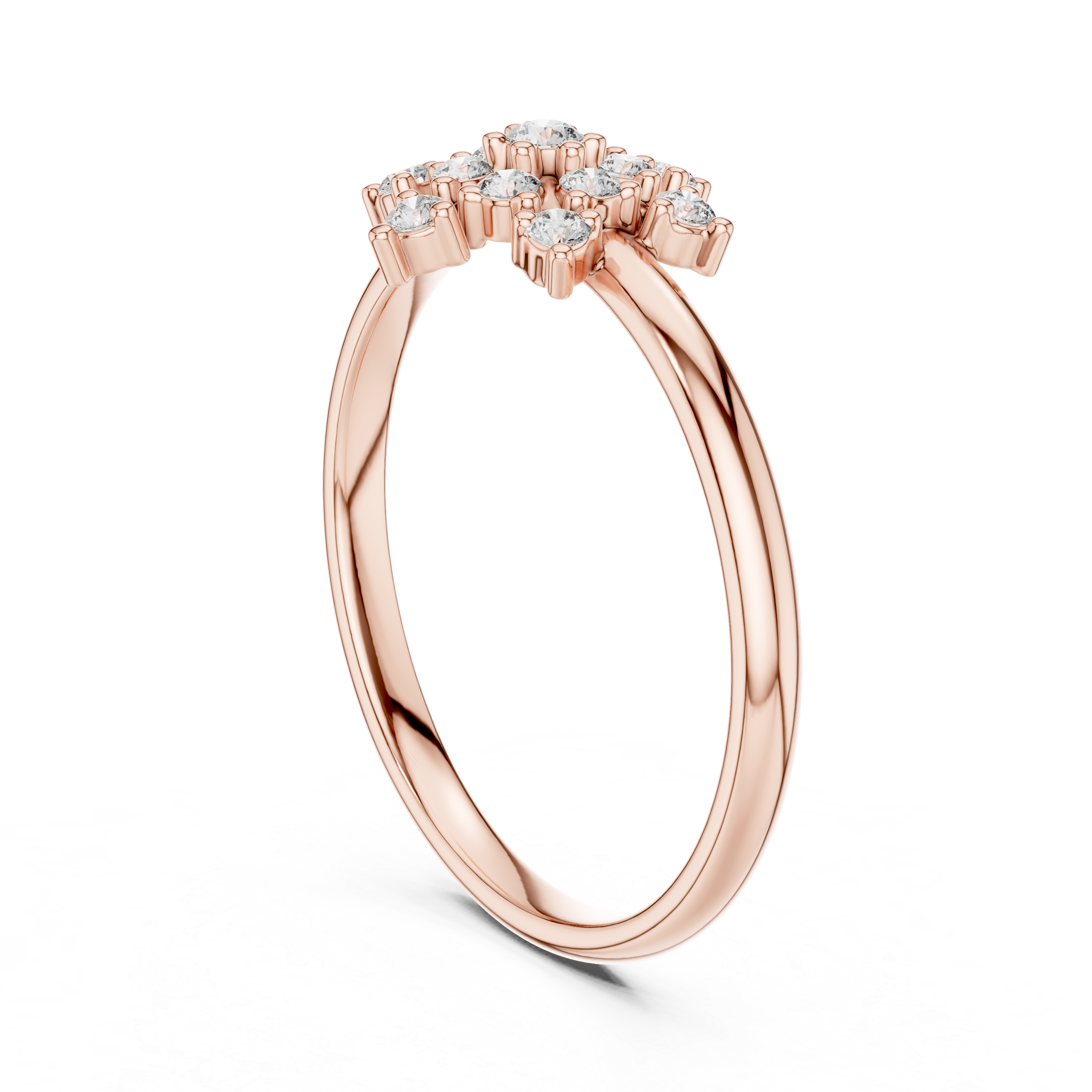 Rose Gold Crown Crest Tiered Diamond Cluster Ring