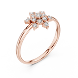 Rose Gold Crown Crest Tiered Diamond Cluster Ring