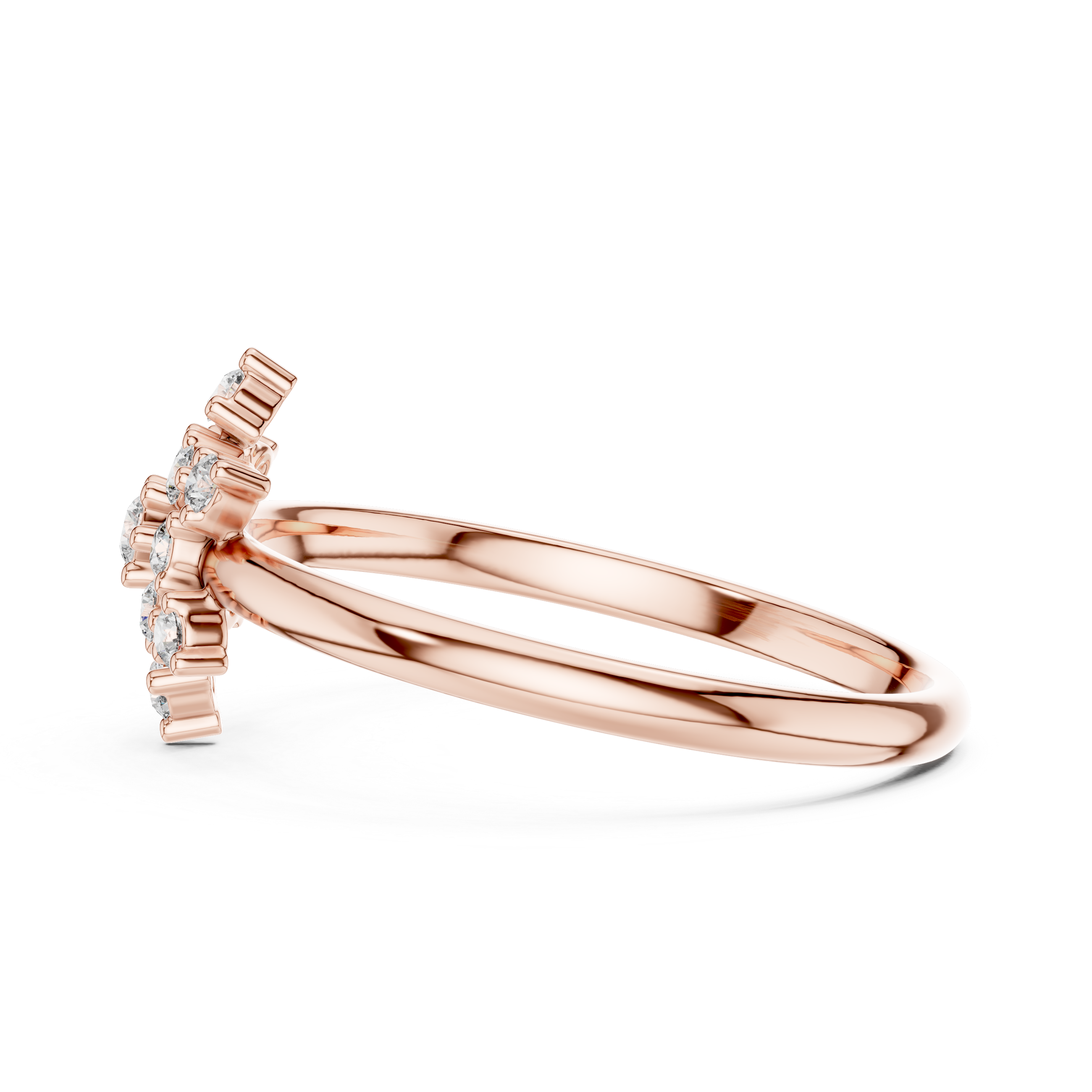 Rose Gold Crown Crest Tiered Diamond Cluster Ring