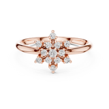 Rose Gold Crown Crest Tiered Diamond Cluster Ring