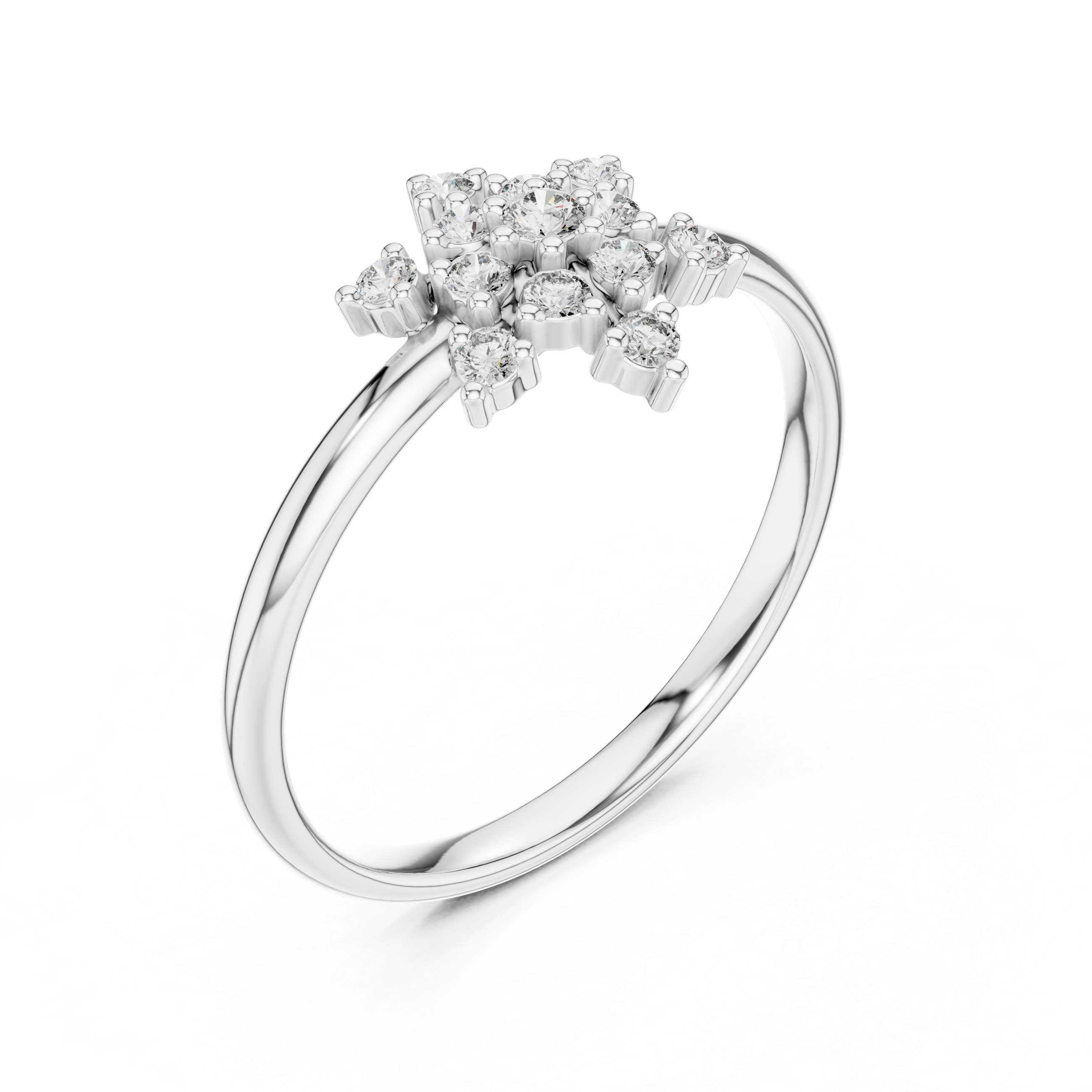 Rose Gold Crown Crest Tiered Diamond Cluster Ring