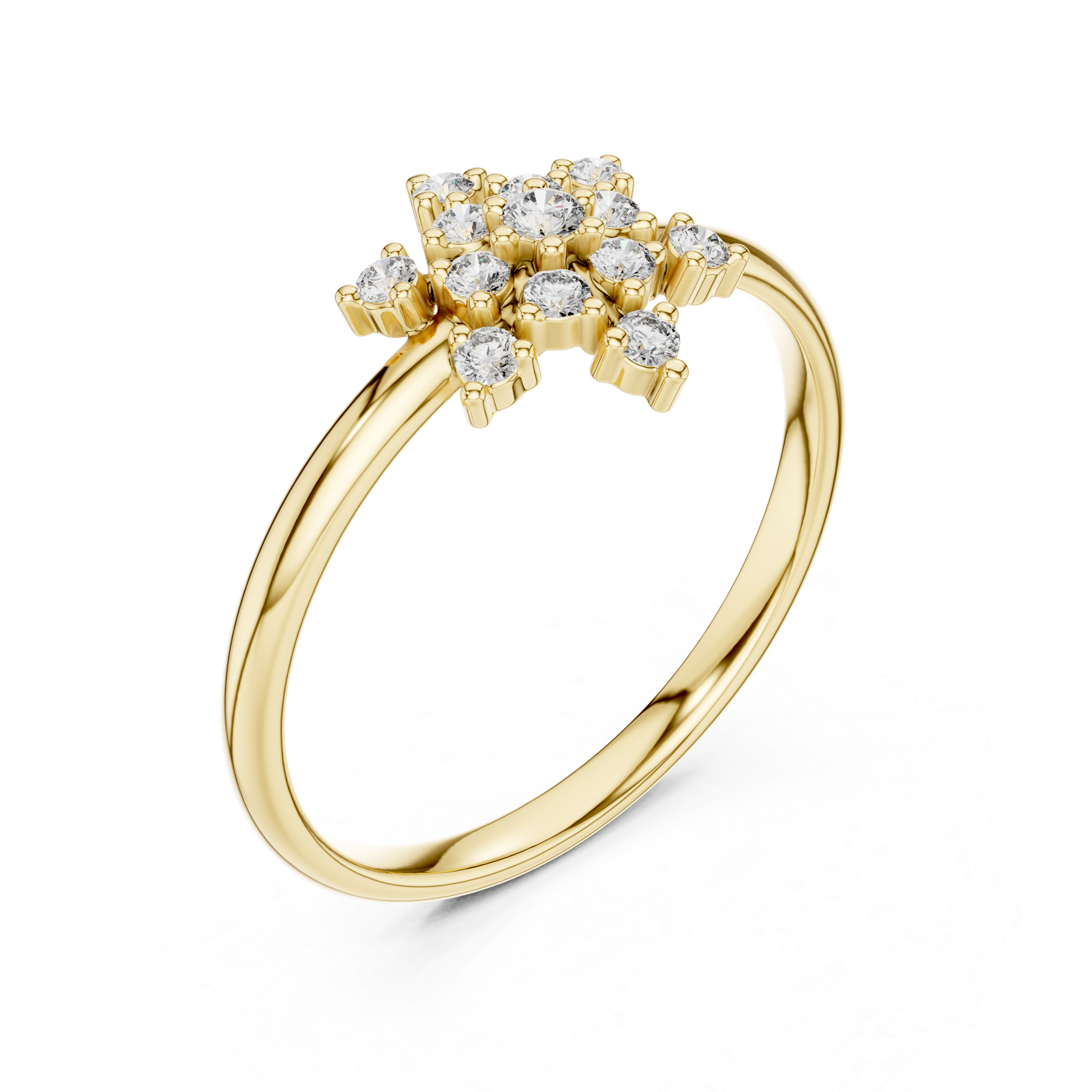 Rose Gold Crown Crest Tiered Diamond Cluster Ring