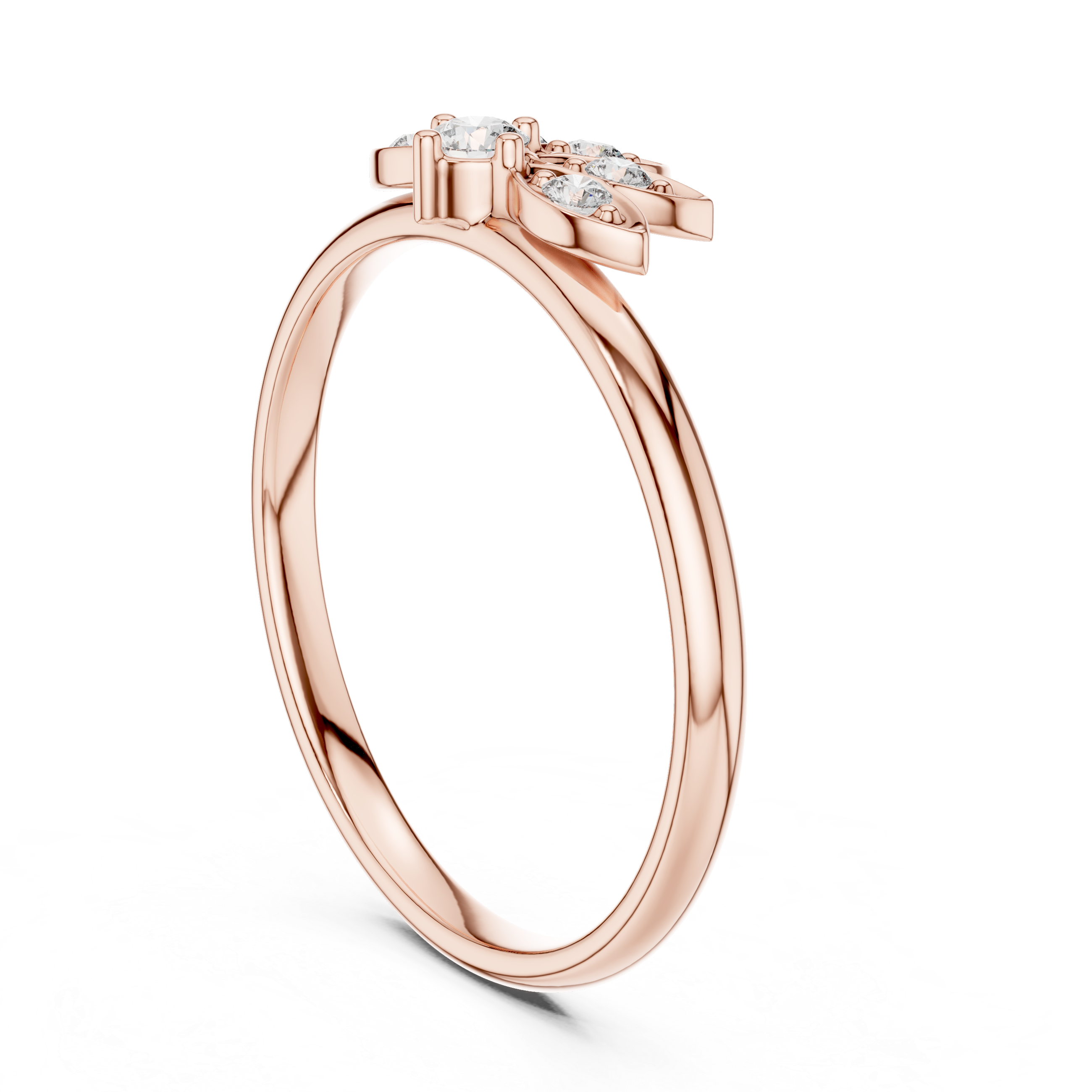 Rose Gold Marquise Leaf Floral Diamond Cluster Ring