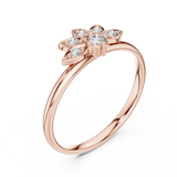 Rose Gold Marquise Leaf Floral Diamond Cluster Ring