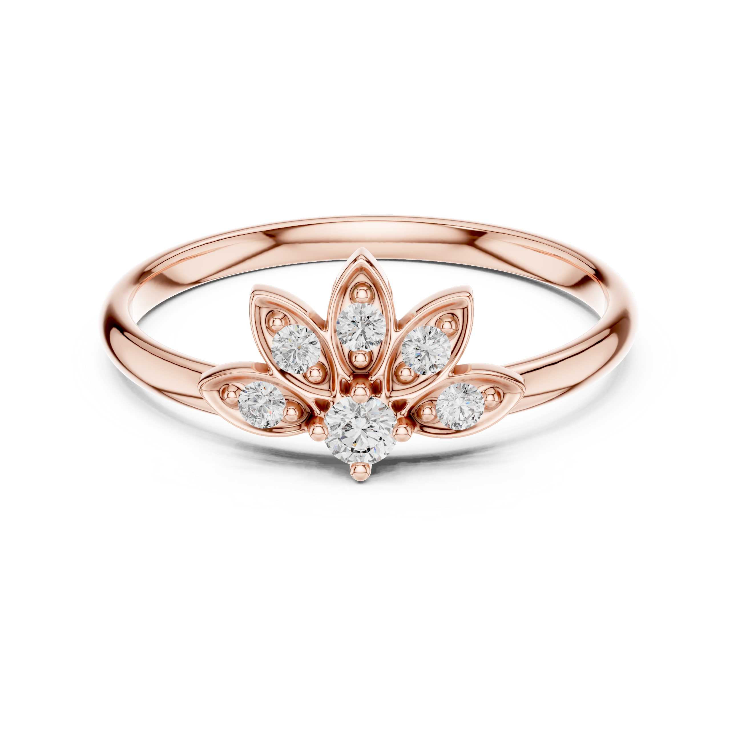 Rose Gold Marquise Leaf Floral Diamond Cluster Ring