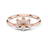 Rose Gold Marquise Leaf Floral Diamond Cluster Ring